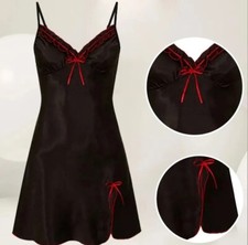 Babydoll sexy con perizoma in pizzo, hot donna lingerie Nero