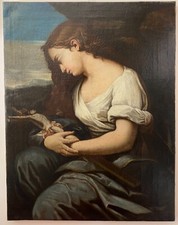 Dipinto Antico Olio su Tela "Maria Maddalena penitente" - XVIII Secolo ('700)