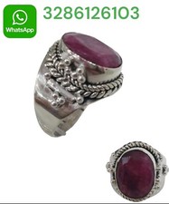 ? ANELLO RUBINO ARGENTO 925 VINTAGE LAVORATO A MANO