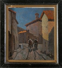 Dominici Carlo(Livorno 1897 - Portoferraio 1981). Vicolo. Cm. 33x23. Olio su...