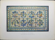 ANTICA STAMPA A COLORI 1918. PIASTRELLE IN MAIOLICA PERSIA. DEKORATIVE VORBILDER