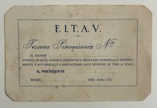 1929 Tessera sport FEDERAZIONE ITALIANA TIRO A VOLO