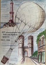 Cartolina Commemorativa 85 Anniversario Volo Pallone Gigante Mongolfiera Genova