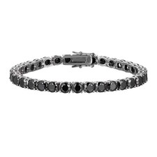 Bracciale catena tennis 2-6,5 mm VVS moissanite nera uomo donna argento sterling 925