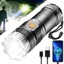 1-2PC Tactical 30W LED Flashlight Rechargeable Aluminum Flashlights Long Lasting
