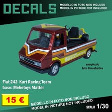 DECALS repro Fiat 242 Kart Racing Team 1/30 1 30 24 Mebetoys Mattel Hot Wheels