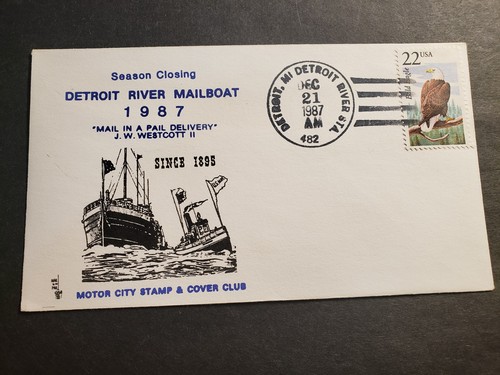 Detroit river mailboat w - river,