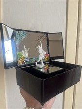 Antique vintage Musical Jewelry Box Hong Kong Ballerina Mirror Swan Carillon