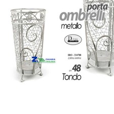 PORTAOMBRELLI H48 CM TONDO METALLO BIANCO ANTICATO MODERNO VINTAGE 334788
