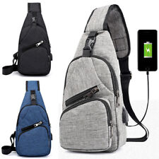 Zaino Monospalla Borsa Da Petto Marsupio Per Uomo Borsello Moto con Porta USB