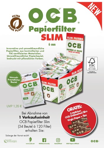 Filtro carta ocb - di, mm