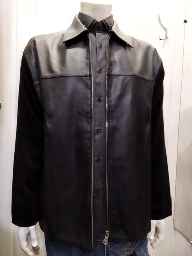 Giacca uomo pelle nera maglia