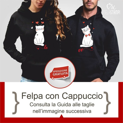 Felpe coppia cappuccio love - felpe,