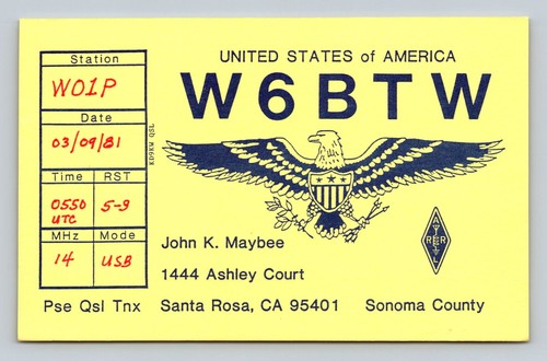 Ham radio qsl w6btw - ham,