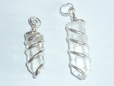 PENDENTE ETNICO SPIRALE QUARZO IALINO pietra naturale ciondolo amuleto talismano