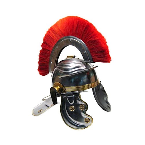 Elmo acciaio romano piume - acciaio, c/piume