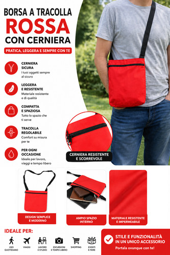 Borsa tracolla rossa con - a,