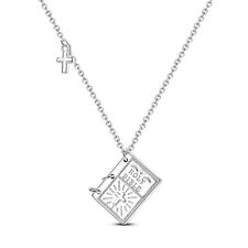 Collana MULA Argento Sterling 925 Europeo Zirconi Sacra Bibbia Ciondolo Donna Gioielli