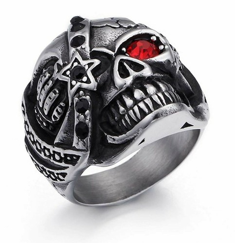 Anello uomo teschio acciaio - teschio,