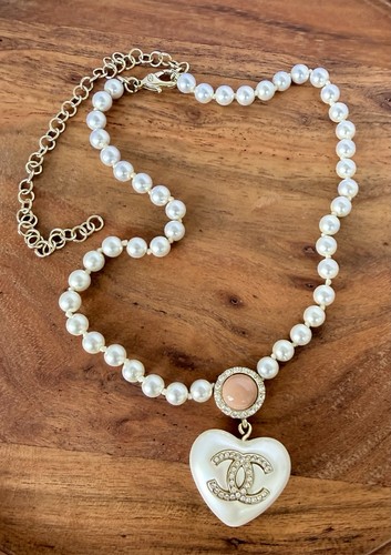 Collana chanel perla bianco - collana,