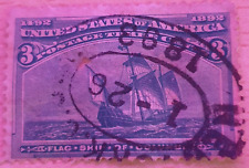 Francobollo USA timbrato 1893. Caravella Santa Maria.