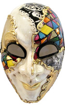 MAR JOKER, UNA MASCHERA ITALIANA FULL FACE DIPINTA A MANO DI QUALITÀ, MOSAICO MULTICOLORE.