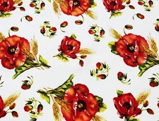 Tessuto al metro e Tovaglie | Fantasia Papaveri | 100% Cotone | MADE IN ITALY