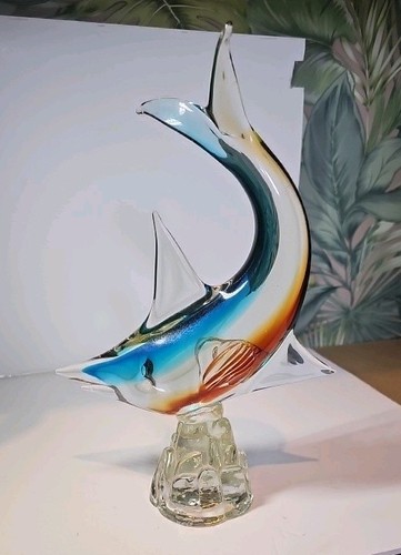 Scultura squalo vetro stile - in,
