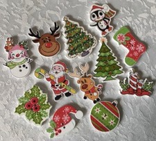 12 bottoni in legno Natalizi