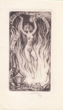 Exlibris Ex Acquaforte Enrico Vannuccini 1900-1990 Nudo Femminile Coppa Atto