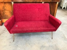 Divano Vintage a 2 posti in velluto rosso - Conservato 