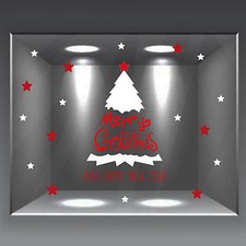 vetrofanie natale adesivo vetrine negozio albero di natale stelle a0671