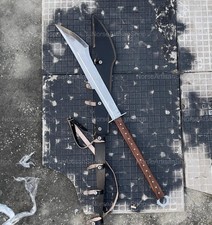 Coltello machete due mani fatto a mano 5160 acciaio al carbonio con fodero in pelle regalo