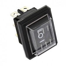 COMMUTATORE BIPOLARE NERO CON 6 CONTATTI A FASTON I-O-II   CON PROTEZIONE