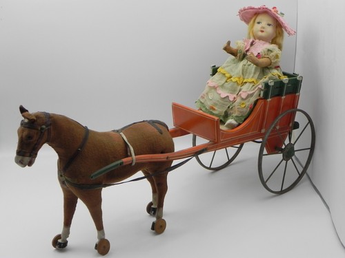 Carro cavallo legno bambola