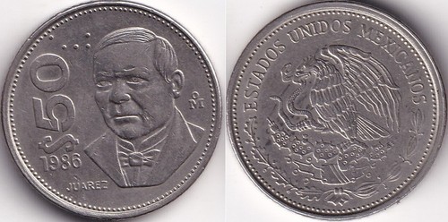 Pesos 1986 mexique mexico - 50,