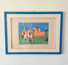 Giuseppe Cesetti "Cavalli e fantini" quadro incisione originale firmata