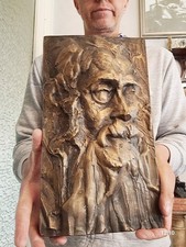 ANTICA SCULTURA BRONZO MASSICCIO BASSORILIEVO LEONARDO