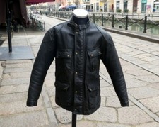 Giubbotto pelle cuoio nero moto biker Stewart vintage taglia XXL