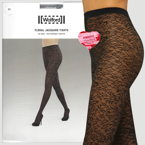 Collant jacquard floreale