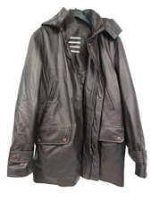 GIACCA MANFELD ITALY VERA PELLE MARRONE 56 CAPPUCCIO REMOVIBILE INTERNO VELLUTO