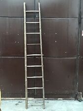Antica scala contadina da appoggio in legno 9 pioli inizio 900 h 250 cm