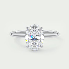 Anello semimontato con diamanti taglio ovale in oro bianco massiccio 18 kt da...