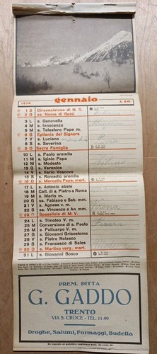 Calendario 1938 prem ditta - calendario,
