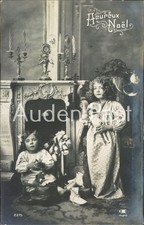 RPPC Heureux Noël Two Girls
