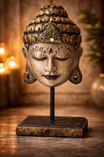 Testa di Buddha in Legno