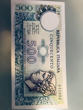 moneta carta 500  lire testa di Mercurio   fior di stampa del 1974