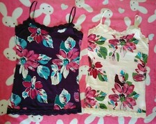 Top canotta ragazza L fiori pizzo x2 viola bianco Aeropostale girls top