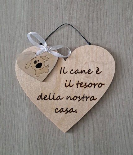 Fuoriporta cane cuore legno - fuoriporta,