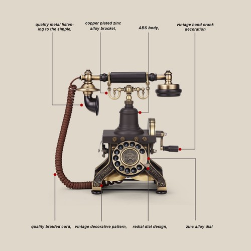 Antico telefono retrò con - antico,